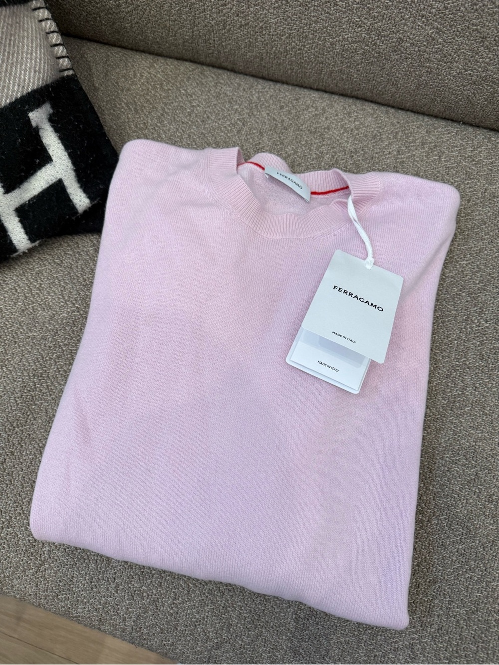 Salvatore Ferragamo Pink Cashmere Sweater L | NWT Luxury Knit | Made in Italy
